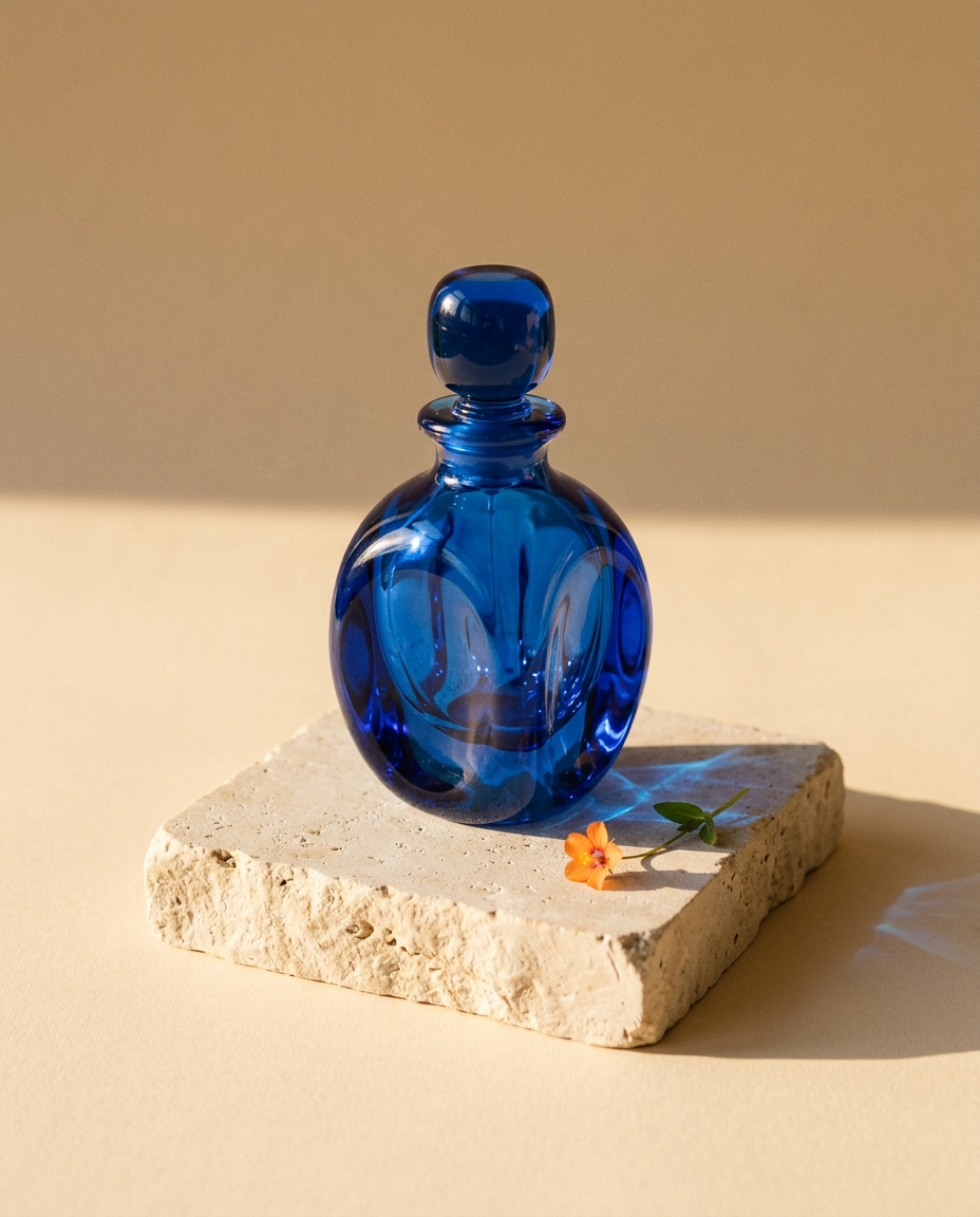 Original reference: blue glass perfume bottle